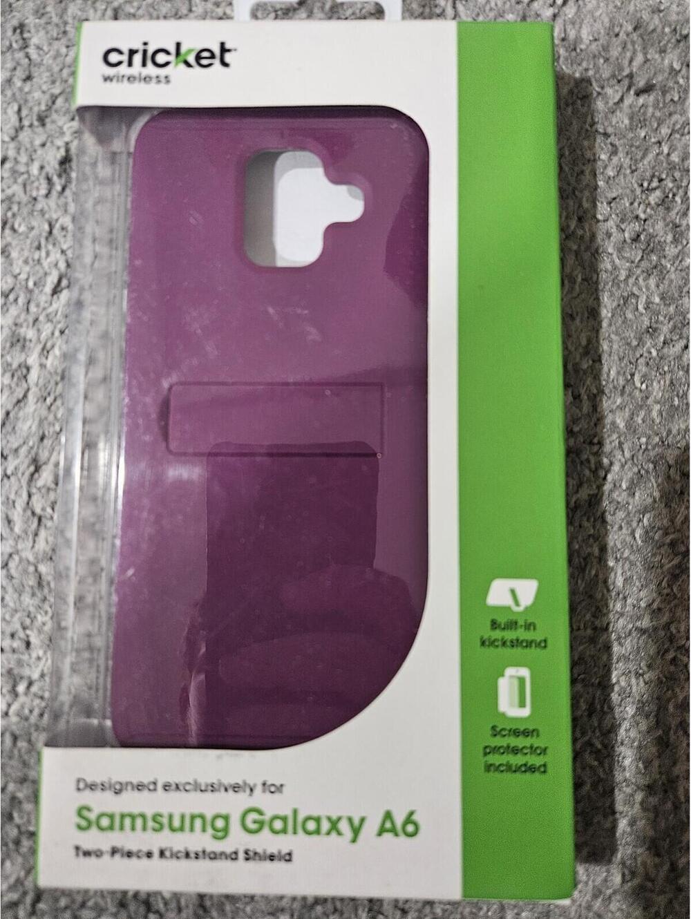 Phone Case For Samsung Galaxy A6 Cricket Brand  Purple With Kickstand